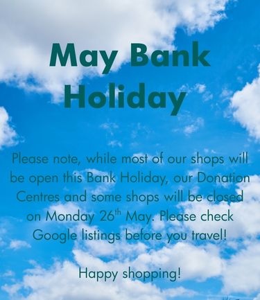 26th May Bank Holiday Shop Hours Pop Up Message